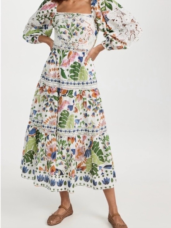 FARM Rio Dresses & Skirts - FARM Rio Floral Tropical Midi Dress in blue, green, pink